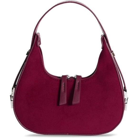 Mini Suede Crescent Shoulder Bag | Y2K Hobo Purse | Adjustable Strap Handbag - Picture 1 of 3